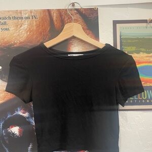 🌟 black crop top zara basic 🌟